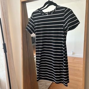 Amazon, short sleeve, black and white striped dress